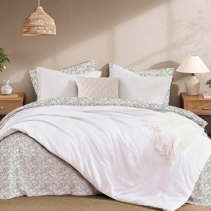 7-Piece Comforter Set – Farmhouse Coastal Design, Storage Pockets – Complete Bedding with Sheets & Shams