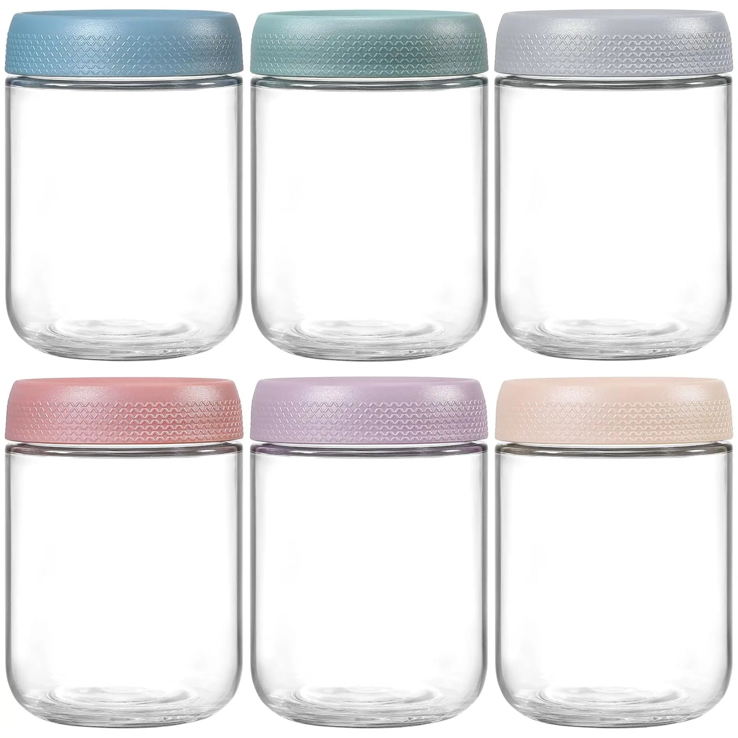 6-Pack 16 oz Glass Overnight Oats Containers with Airtight Lids – Wide Mouth Mason Jars for Salad, Snacks, Yogurt, Spices & Sugar – Food Storage Set