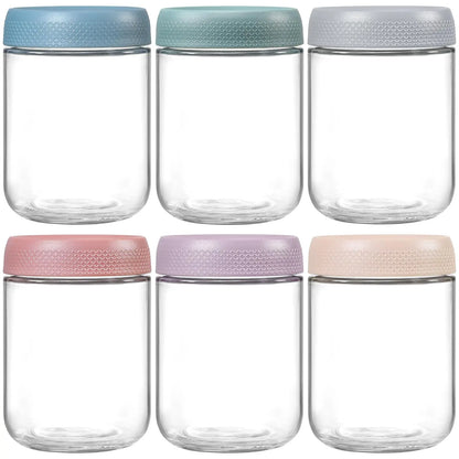 6-Pack 16 oz Glass Overnight Oats Containers with Airtight Lids – Wide Mouth Mason Jars for Salad, Snacks, Yogurt, Spices & Sugar – Food Storage Set