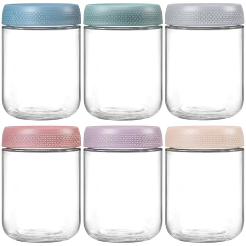 6-Pack 16 oz Glass Overnight Oats Containers with Airtight Lids – Wide Mouth Mason Jars for Salad, Snacks, Yogurt, Spices & Sugar – Food Storage Set