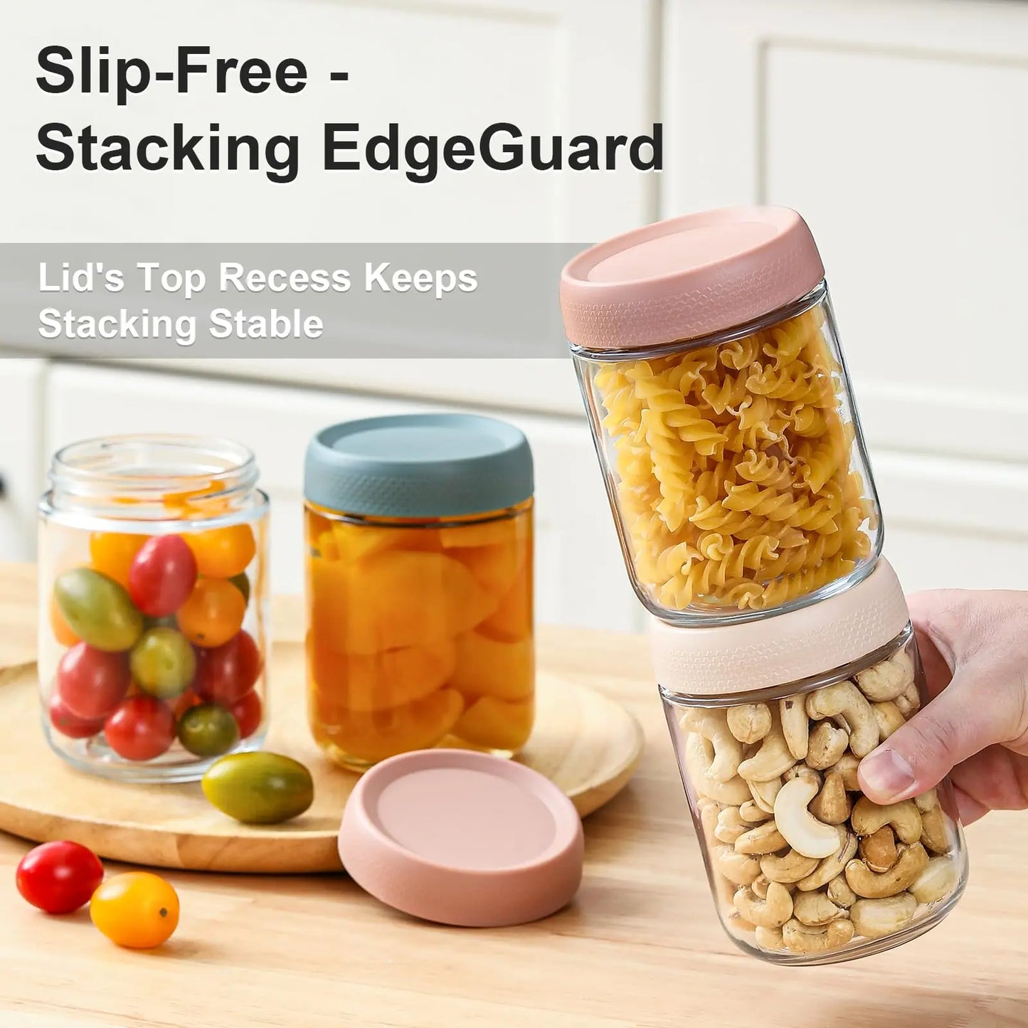 6-Pack 16 oz Glass Overnight Oats Containers with Airtight Lids – Wide Mouth Mason Jars for Salad, Snacks, Yogurt, Spices & Sugar – Food Storage Set