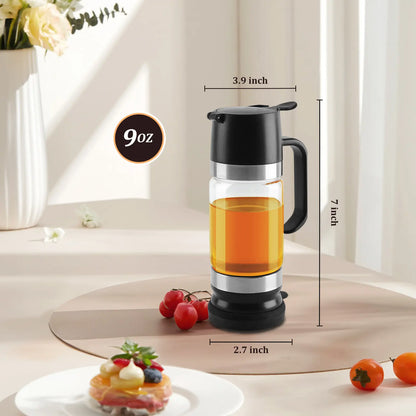 Aelga Glass Honey Dispenser kitchen items No Drip No Mess Leak-Free Design with Handle for Maple Syrup Maintains Freshness Easy to Clean Refill Perfect for Everyday Use
