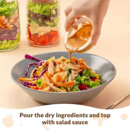4-Pack 32oz Glass Salad Jars with Lids – Leakproof Lunch Containers with Wet/Dry Separation, Built-in Small Boxes for Dressing & Dry Ingredients – Perfect for Meal Prep & Christmas Gifts