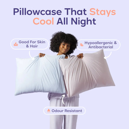 2-Pack Cooling Pillowcases – Silky Soft, Wrinkle-Free, Breathable – Stay Fresh & Comfortable All Night