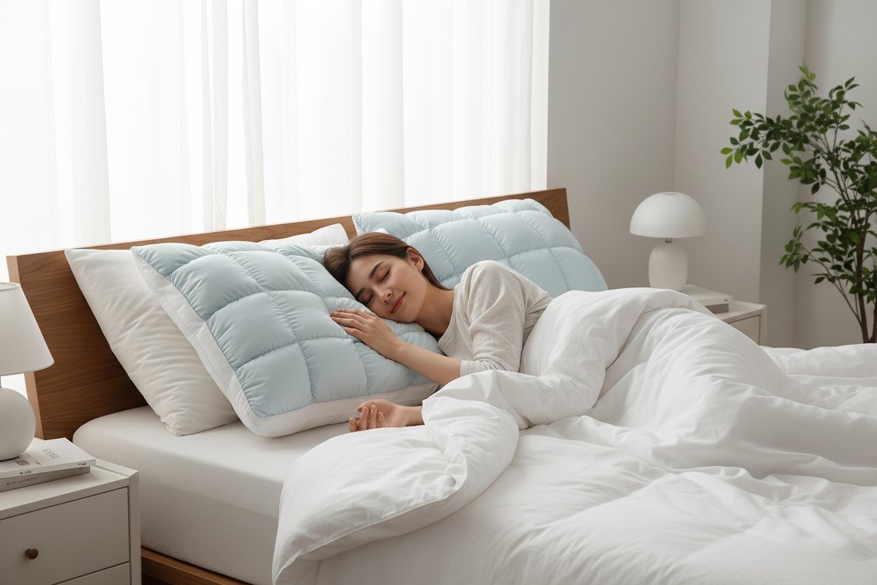 Blue-Gray Pillow In-Use Lifestyle Slide